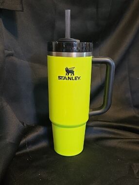 Stanley Neon Yellow 30oz Travel Tumbler with Black Handle, Straw and Lid